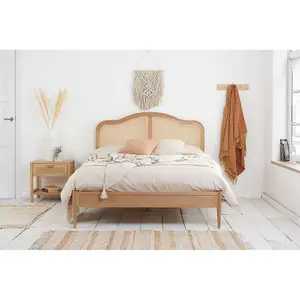 Birlea Leonie King Rattan Bed Oak