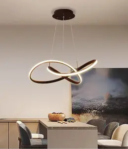 Hanging Lamp LED Pendant Light Creative Round Ring Modern Chandelier 55 cm Black