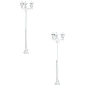 2 PACK IP44 Outdoor Bollard Light White Aluminium Lantern 3 Arm E27 Lamp Post