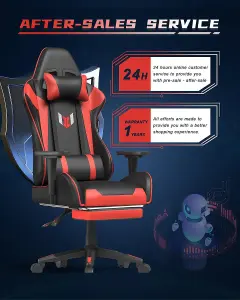 Ergonomic Design PC Swivel Gaming Chair with Footrest, Cushion and Reclining Backrest