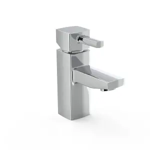 Nes Home Boston Chrome Square Single Lever Basin Sink Mono Mixer & Bath Filler Tap Set