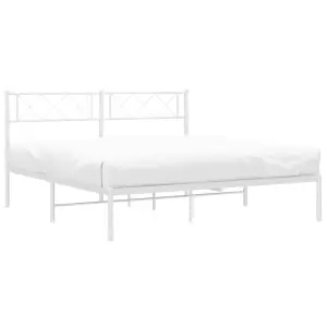 Berkfield Metal Bed Frame with Headboard White 140x200 cm