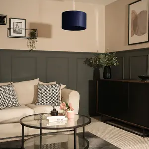 ValueLights Reni Navy Blue Velvet Medium Ceiling Pendant Lamp Shade