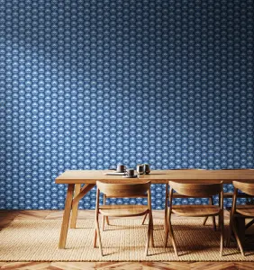 Hoopla Walls Retro Flower Indigo Mix Smooth Matt Wallpaper