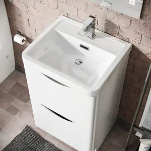 Nes Home Merton 500mm White Vanity Basin Cabinet Rimless Close Coupled Toilet