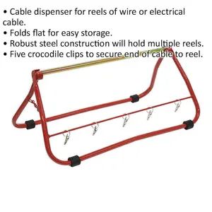 Heavy-Duty Multi Reel Cable Dispenser Stand with Crocodile Clips