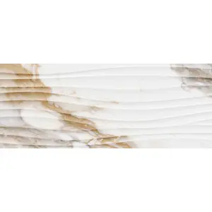 Crash Beige Rectified Glossy Decor Marble Effect 300mm x 900mm Ceramic Wall Tiles (Pack of 5 w/ Coverage of 1.35m2)