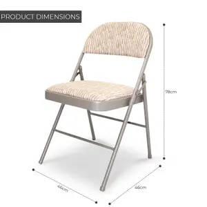 Set of 4 Folding Chairs  Deluxe Fabric Padding, Strong Metal Frame with Backrest