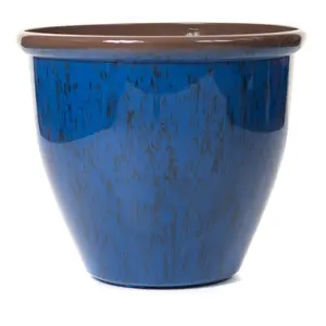 38cm Running Glaze Planter - Blue