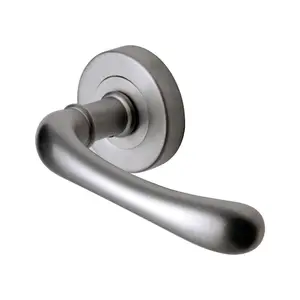 Sorrento Door Handle Lever Latch on Round Rose Donna Design Satin Chrome