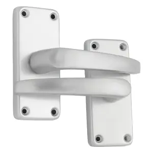 Aluminium Latch Handles Straight Lever Door Handle Pack Hinges Satin Silver