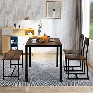 Dining Table and Chairs, Bench Set Industrial style Retro Kitchen Dining Table Set