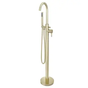 Aquarius Curve Floorstanding Bath Shower Mixer Brushed Brass AQ791003