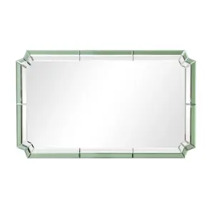 Melody Maison Rectangle Green Glass Art Deco Wall Mirror 60cm x 100cm