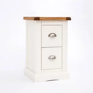 Cosenza 2 Drawer Petite Bedside Table Chrome Cup Handle