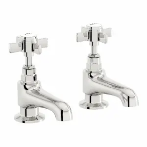 Nes Home Classic Victorian Design Chrome Single Pair Of Hot And Cold Bath Taps