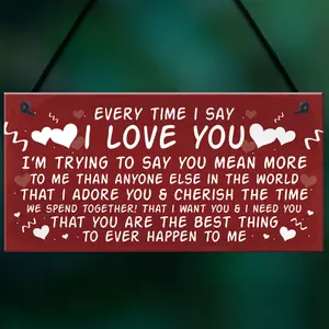 Red Ocean Love You Plaque Hanging Plaque Anniversary Valentines Day Gift For Husband Wife Keepsake Sign