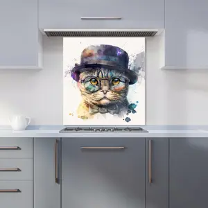 Scottish Fold Cat Splashart Premium Glass Kitchen Splashback W900mm x H750mm