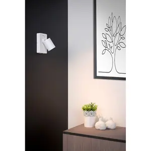 Lucide Nigel Modern Wall Spotlight - LED Dim. - GU10 - 1x5W 3000K - With USB charging point - White