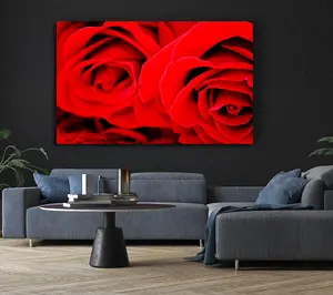 Red Rose Close-Up Twins Canvas Print Wall Art - Medium 20 x 32 Inches