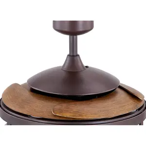 122 Cm Ceiling Fan Adilene With Remote Control Oil Rubbed Bronze with Brown Blades