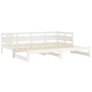 Berkfield Pull-out Day Bed White Solid Wood Pine 2x(80x200) cm