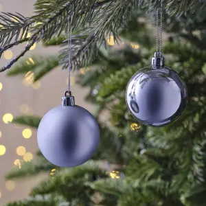 Silver effect Plastic Round Christmas bauble set, Pack of 10 (D) 60mm