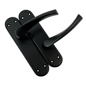 Genova Door Handles Matt Black Twist Lever Latch Marina Backplate