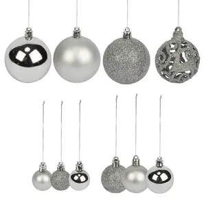 100 Piece Shatterproof Christmas Bauble Set Silver