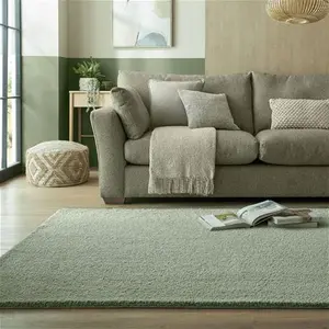 Dunelm Snuggle Washable Rug, Modern, Size: 80cm X 150cm (2.5ft X 5Ft), Green, Snuggle Sage