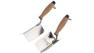 Toolty Corner Lining Internal and External Angled Trowel with Cork Handle Set 2PCS 120x75mm Stainless Steel for Plastering DIY