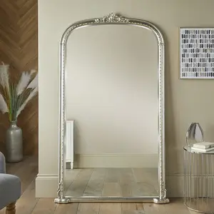 Leaner Mirror Mayfair Arched Shape with Antique Silver Frame- H 173cm x W 104cmx D 4cm for Hanging in Bedroom