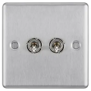 GoodHome 20A 2 way 2 gang Toggle switch Matt Steel effect