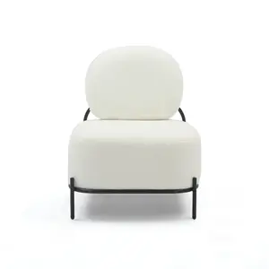 Teddy Boucle Fabric White Flavia Accent Chair