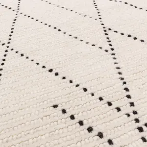 Cream Easy to clean Geometric Modern , Wool Rug for Living Room, Bedroom - 120cm X 170cm