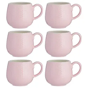 Set of 6 Embossed Honeycomb Pink Mug 350ml