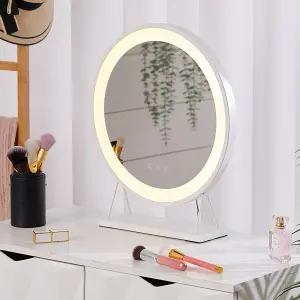 Round Hollywood Vanity Makeup Mirror with LED Lights Dimmable Touch Screen 46cm (H)