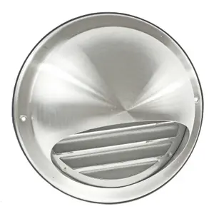 SPARES2GO Stainless Steel Round Bull Nosed External Extractor Wall Vent Outlet with Insect Mesh Grille (6" / 150mm)