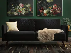 Beliani Glam Sofa Bed SENJA Black Velvet