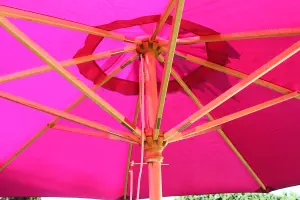 Large Hardwood Garden Parasol Umbrella-3.5M Wide-Pink