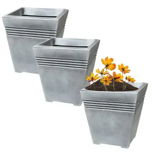 2x Home Garden Square Grey Venice Trough Planters For Flowers & Plants