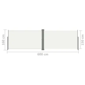 Berkfield Retractable Side Awning Cream 160x600 cm