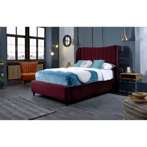 Carli Plush Velvet Maroon Bed Frame