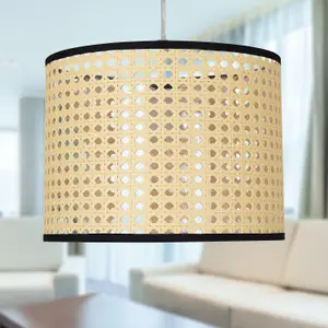 First Choice Lighting Woven 25cm Wicker Easy Fit Pendant Shade