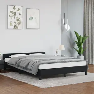 Berkfield Bed Frame with Headboard Black 180x200cm 6FT Super King Faux Leather