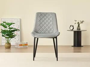 Amelia Velvet Comfort Dining Chairs - Grey - Set of 2