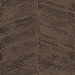 Galerie Ambiance Copper Chocolate Chevron Embossed Wallpaper