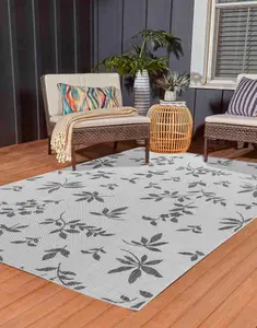 Modern Floral Design Outdoor-Indoor Rugs Dark Grey 160x230 cm