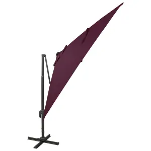 Berkfield Cantilever Umbrella with Pole and LED Lights Bordeaux Red 300 cm