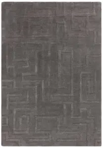 Handmade Modern Charcoal Abstract Wool Easy to Clean Rug for Living Room & Bedroom-160cm X 230cm